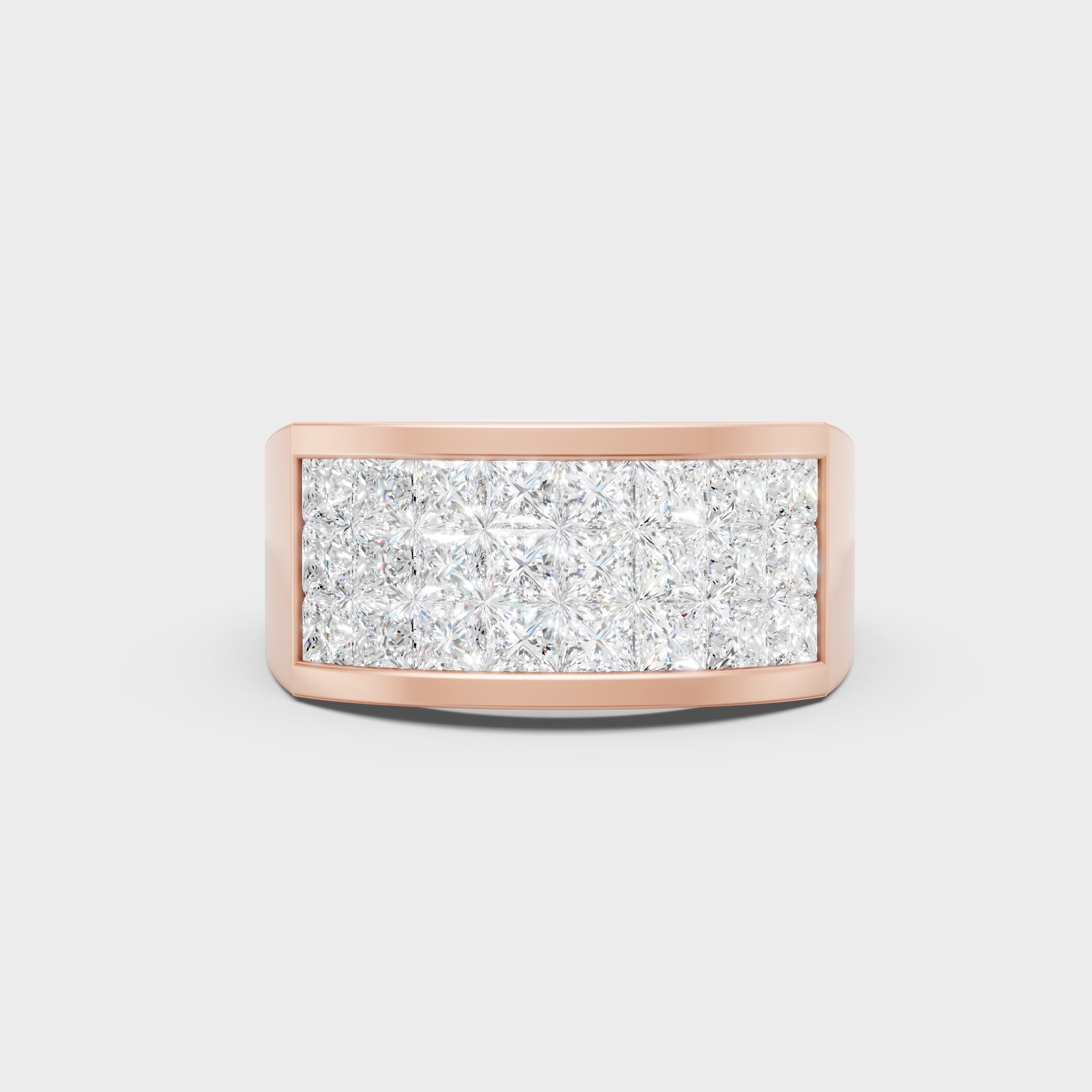 Modern 18K Rose Gold Men's Ring With 2.16Ct Princess Lab-Grown Diamond